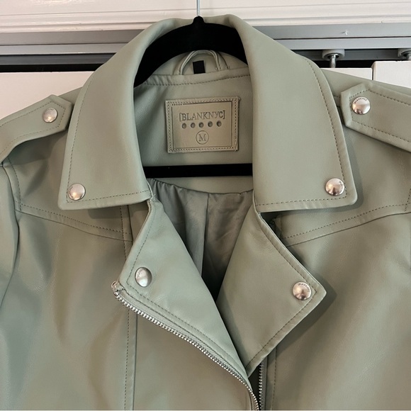 BlankNYC Sage Green Faux Leather Moto Style Jacket, Size M - Picture 3 of 5